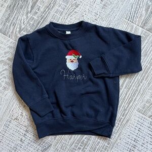 Rabbit Skins 4T Girls “Harper” monogram sweatshirt Santa custom navy Christmas